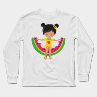 Watermelon Girl, Latina Girl, Dress, Flip Flops Long Sleeve T-Shirt